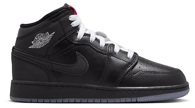 Jordan Boys Jordan AJ 1 Mid - Boys' Grade School Shoes White/Black/Silver Size 05.5