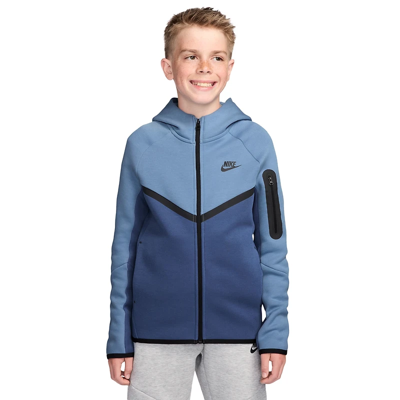 Nike Boys Tech Fleece Full-Zip - Boys' Grade School Black/Mystic Navy/Work Blue
