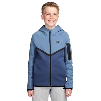 Nike Boys Tech Fleece Full-Zip - Boys' Grade School Black/Mystic Navy/Work Blue