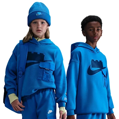 Nike Boys Nike NSW Ouch Club Fleece Pullover Hoodie - Boys' Grade School Cobalt Blaze/Cobalt Blaze Size XL