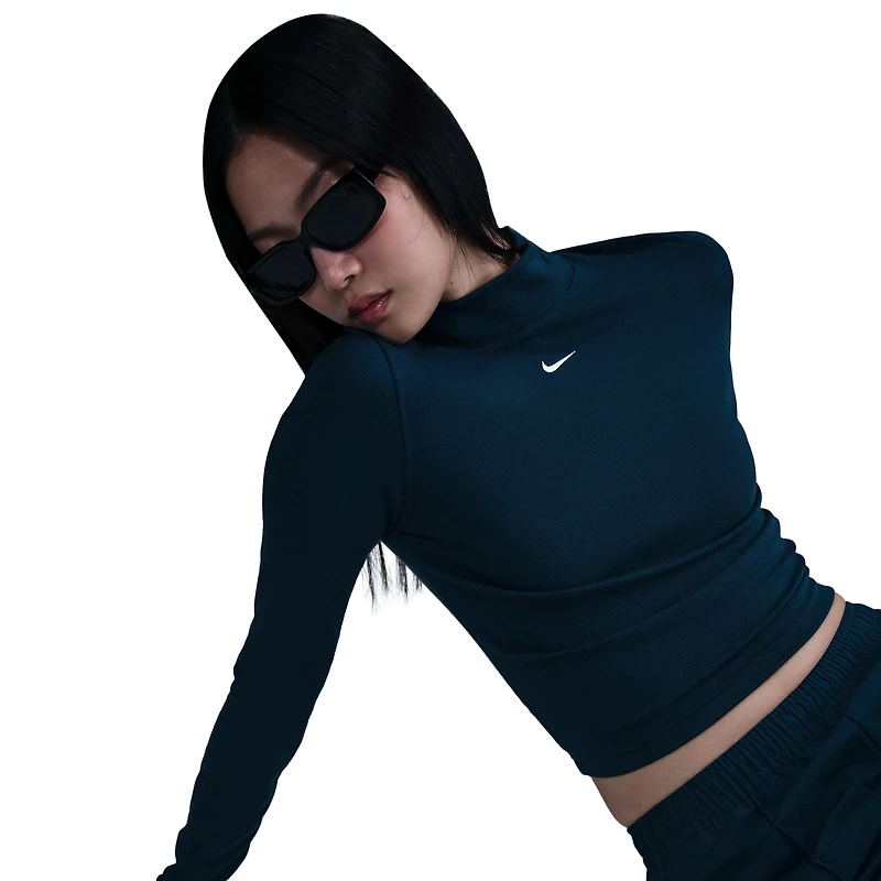 Nike NSW Essential Rib Mock Long Sleeve Top - Women's