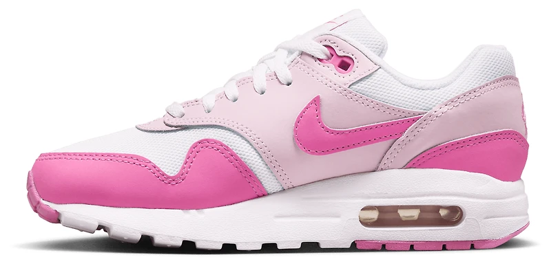 Nike Girls Nike Air Max 1 - Girls' Grade School Running Shoes White/Playful Pink/Pink Foam Size 07.0