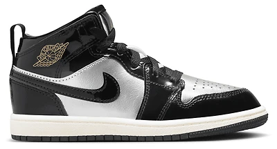 Jordan Boys Jordan AJ 1 Mid SE Uni - Boys' Preschool Shoes Black/Silver/Gold Size 11.0