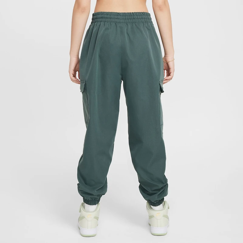 Nike Girls NSW Cargo Star Pants - Girls' Grade School White/Vintage Green