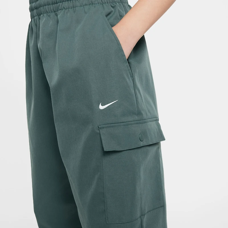 Nike Girls NSW Cargo Star Pants - Girls' Grade School White/Vintage Green