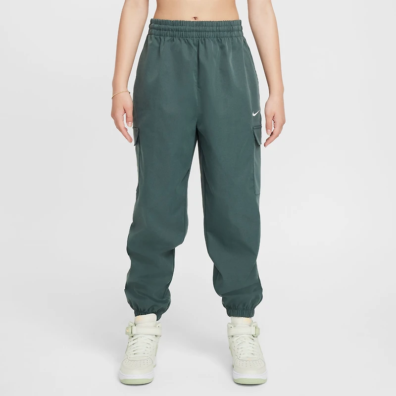 Nike Girls NSW Cargo Star Pants - Girls' Grade School White/Vintage Green