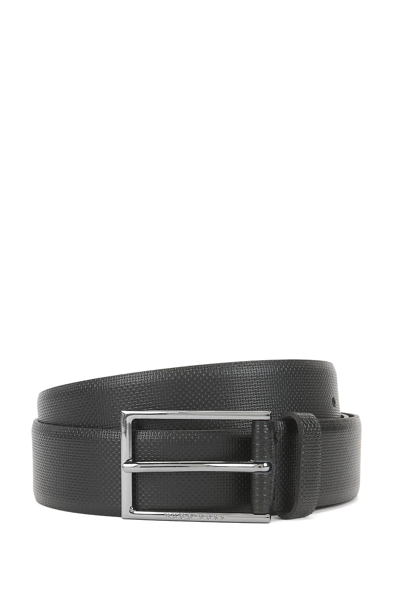 Printed belt Italian leather with logo buckle