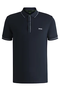 Slim-fit polo shirt stretch piqué with S.Café