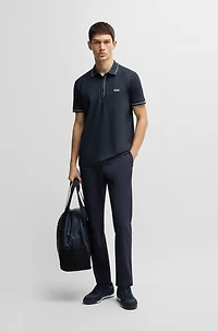 Slim-fit polo shirt stretch piqué with S.Café