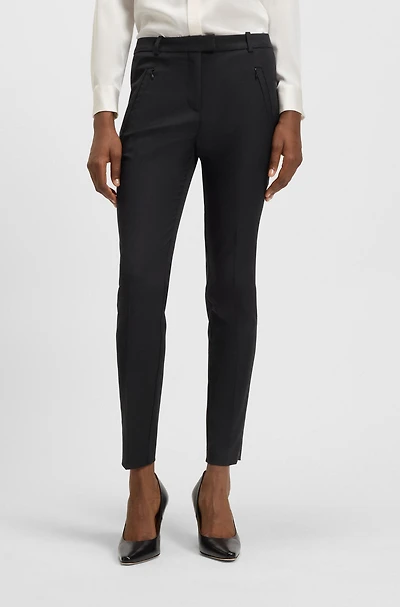 Cropped slim-fit trousers with zipped hems