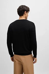 Regular-fit V-neck sweater extra-fine merino wool