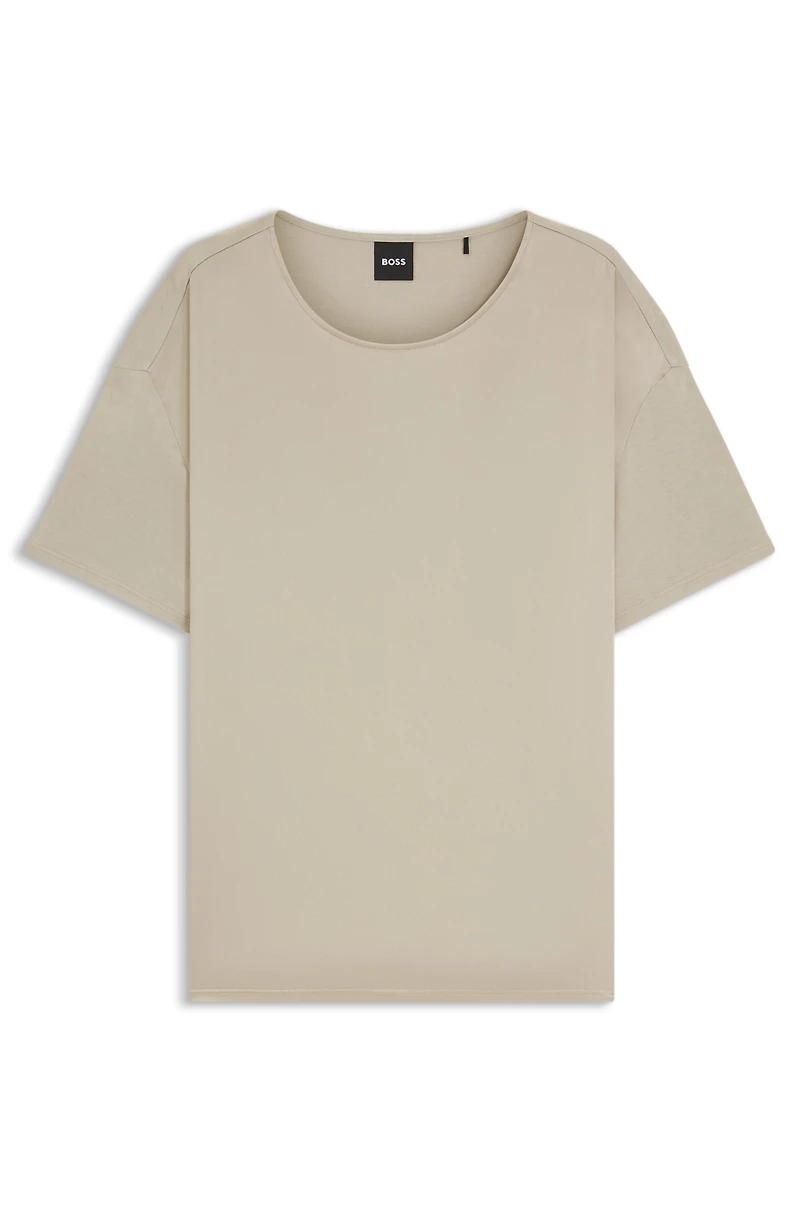 Regular-fit T-shirt with stretch-silk front