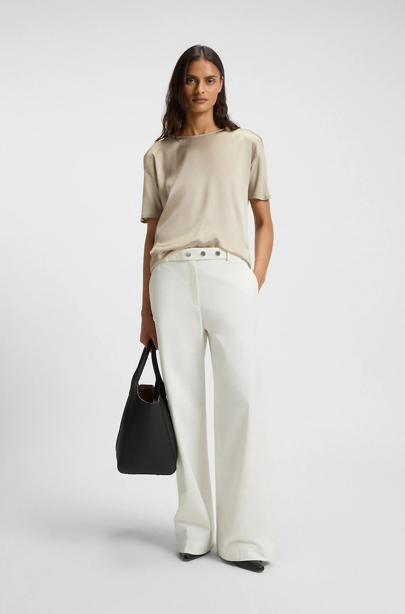 Regular-fit T-shirt with stretch-silk front