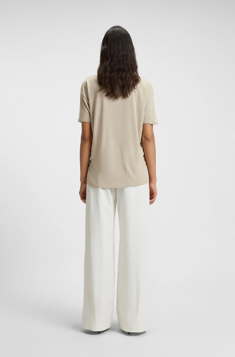 Regular-fit T-shirt with stretch-silk front