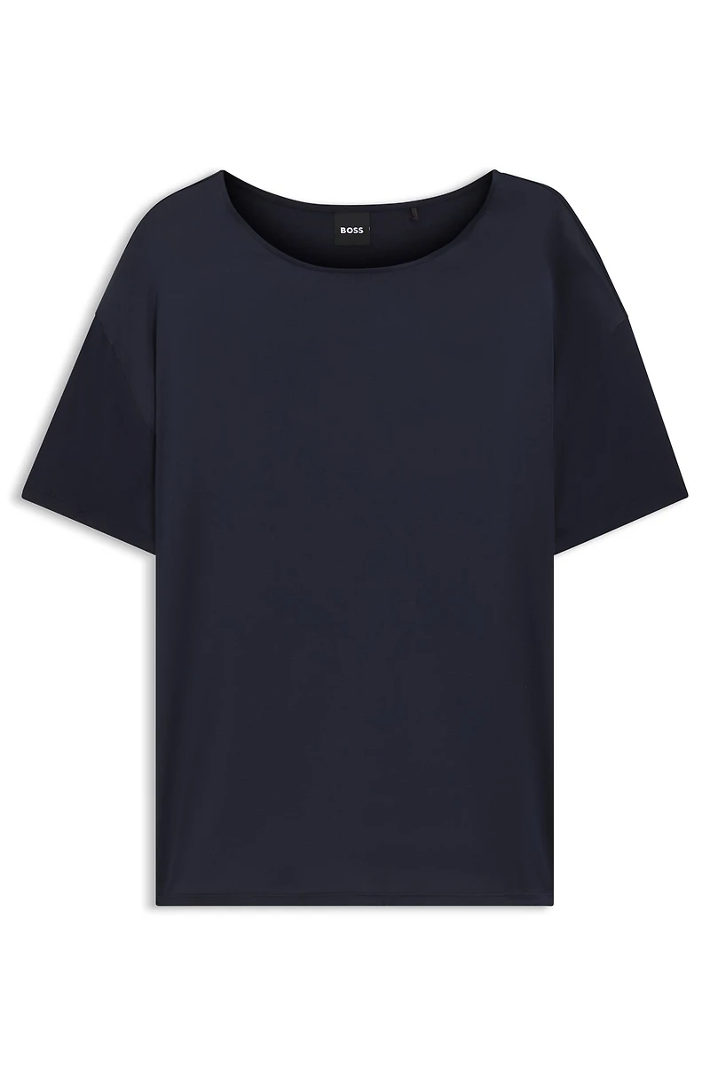 Regular-fit jersey top with stretch-silk front