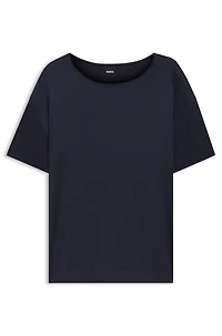 Regular-fit jersey top with stretch-silk front