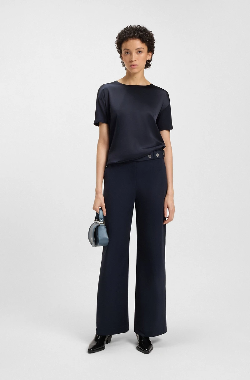 Regular-fit jersey top with stretch-silk front