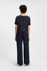 Regular-fit jersey top with stretch-silk front