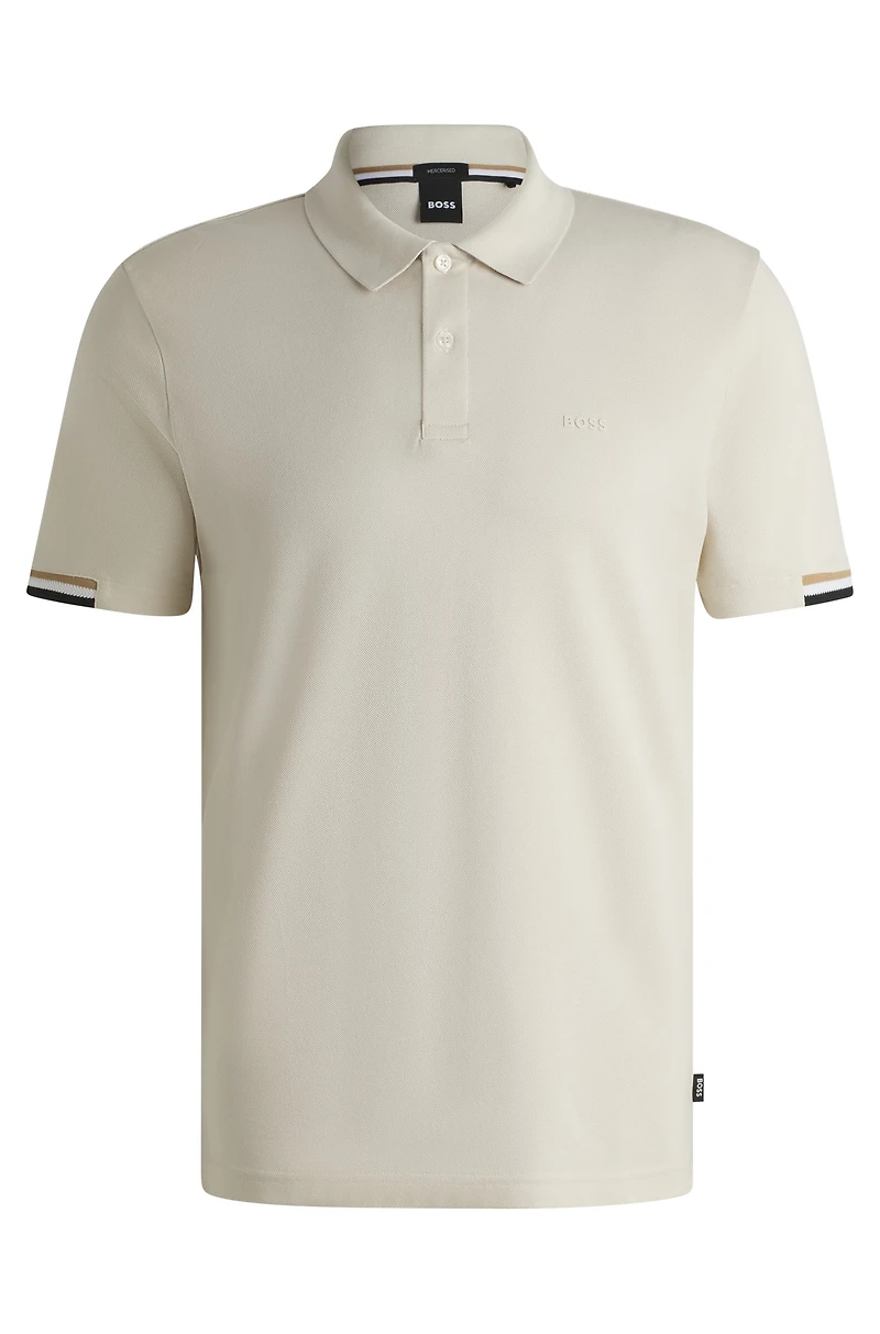 Rubberised-logo polo shirt mercerised cotton