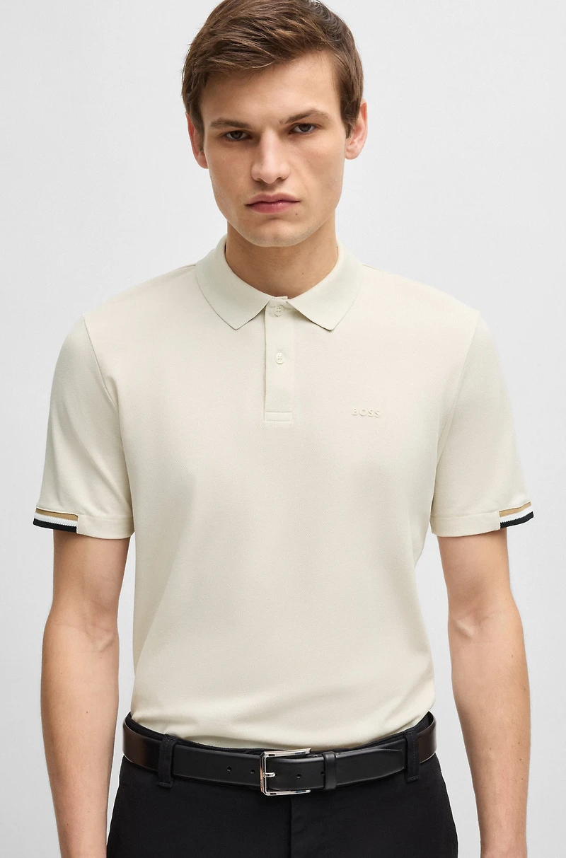 Rubberised-logo polo shirt mercerised cotton
