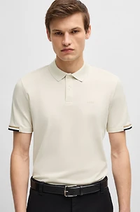 Rubberised-logo polo shirt mercerised cotton