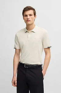 Rubberised-logo polo shirt mercerised cotton