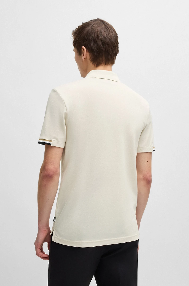 Rubberised-logo polo shirt mercerised cotton