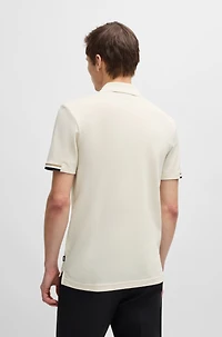 Rubberised-logo polo shirt mercerised cotton