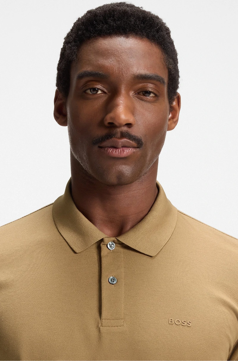 Regular-fit polo shirt with rubberized logo