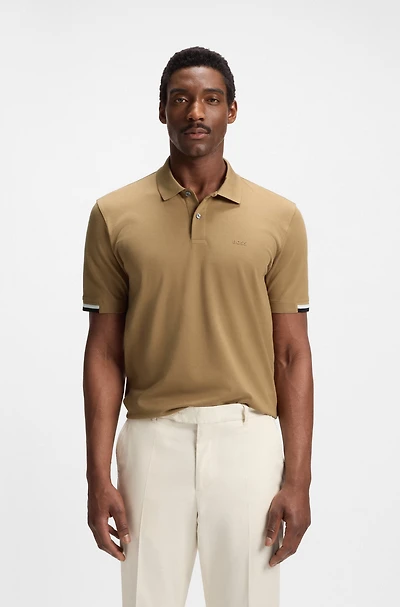 Regular-fit polo shirt with rubberized logo