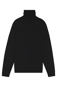 Regular-fit roll-neck sweater mercerized virgin wool