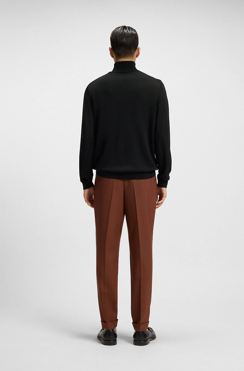 Regular-fit roll-neck sweater mercerized virgin wool