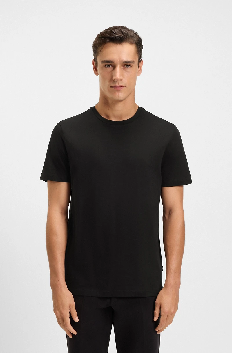 Slim-fit long-sleeved polo shirt mercerized cotton