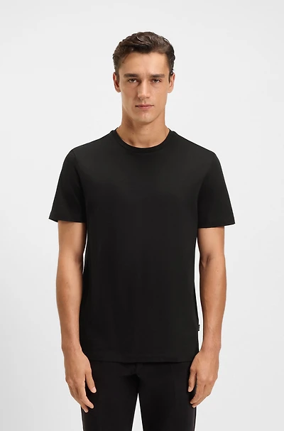 Slim-fit long-sleeved polo shirt mercerized cotton
