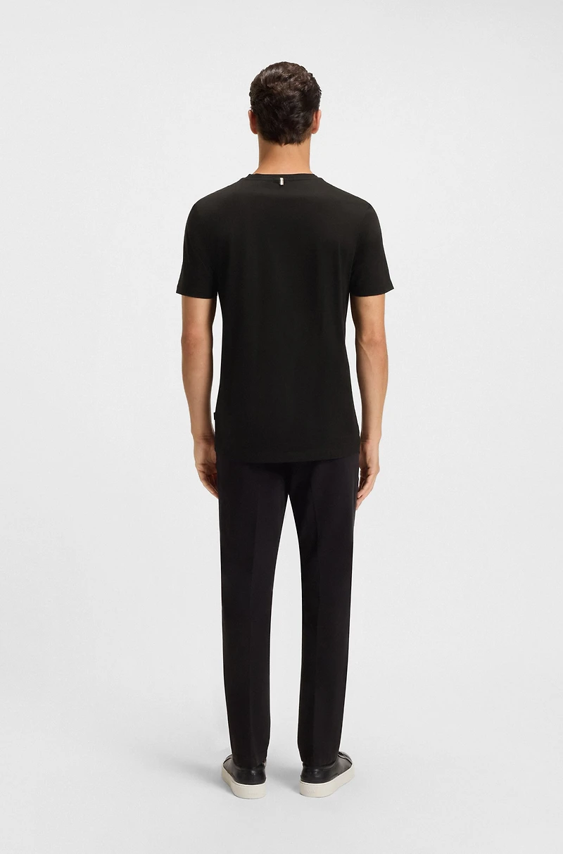 Slim-fit long-sleeved polo shirt mercerized cotton