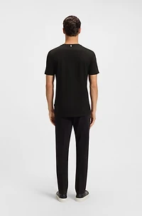 Slim-fit long-sleeved polo shirt mercerized cotton