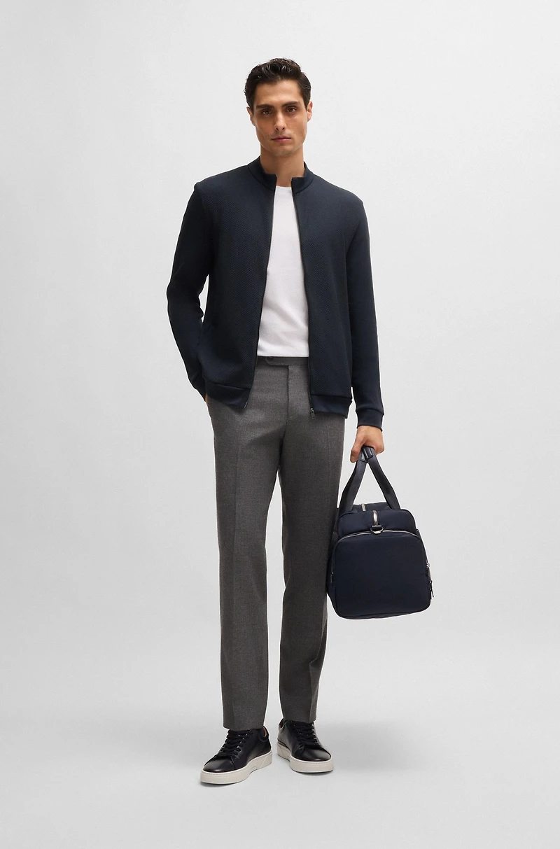 Pima-cotton zip-up sweatshirt with structured front