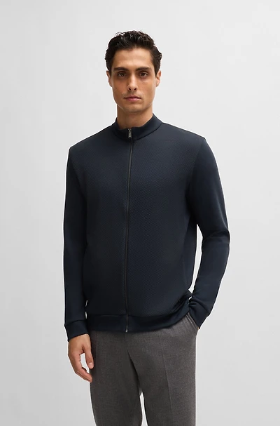 Pima-cotton zip-up sweatshirt with structured front