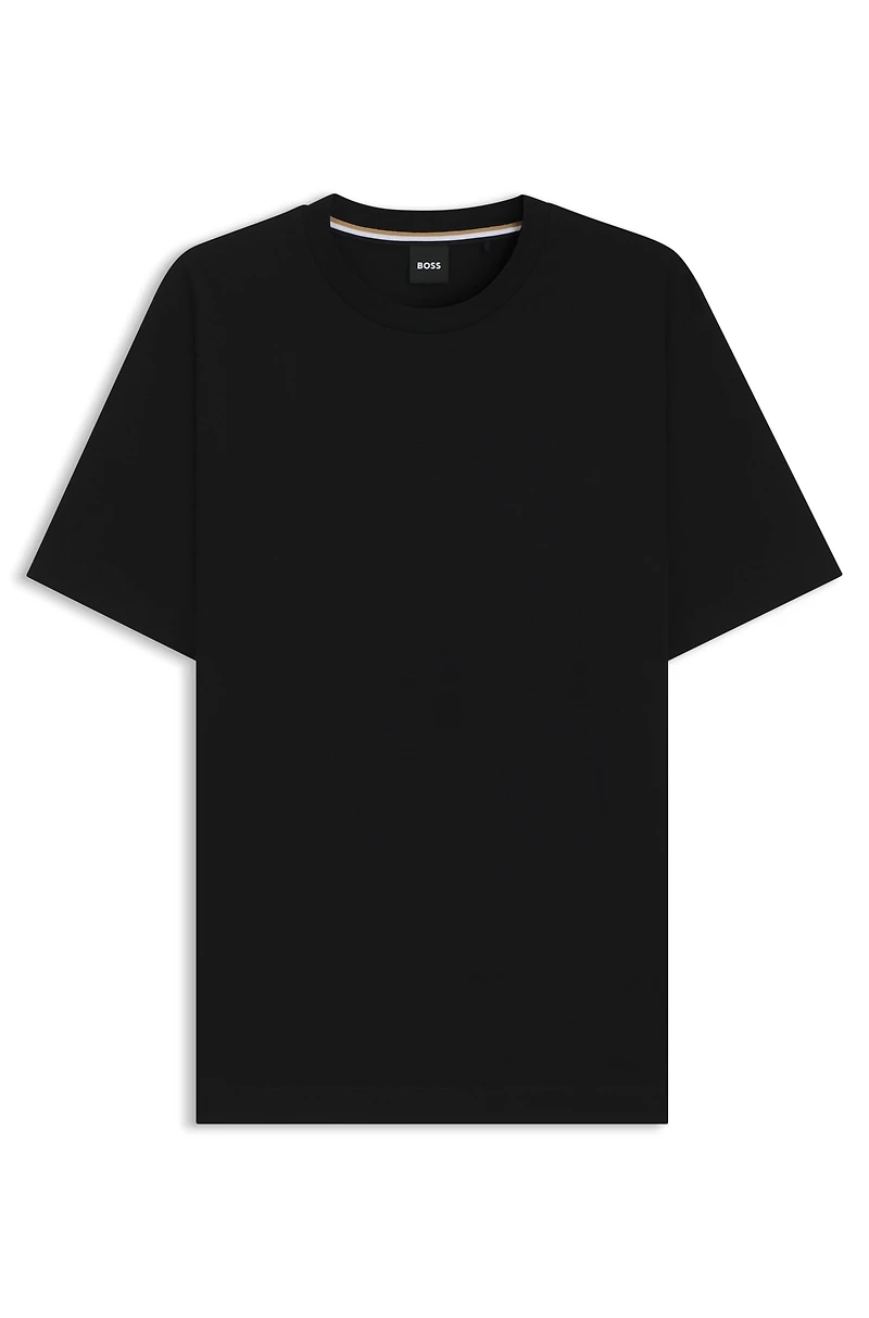 Regular-fit T-shirt cotton jersey with ribbed collar
