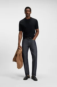 Regular-fit T-shirt cotton jersey with ribbed collar