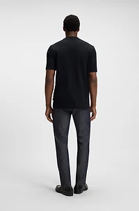 Regular-fit T-shirt cotton jersey with ribbed collar