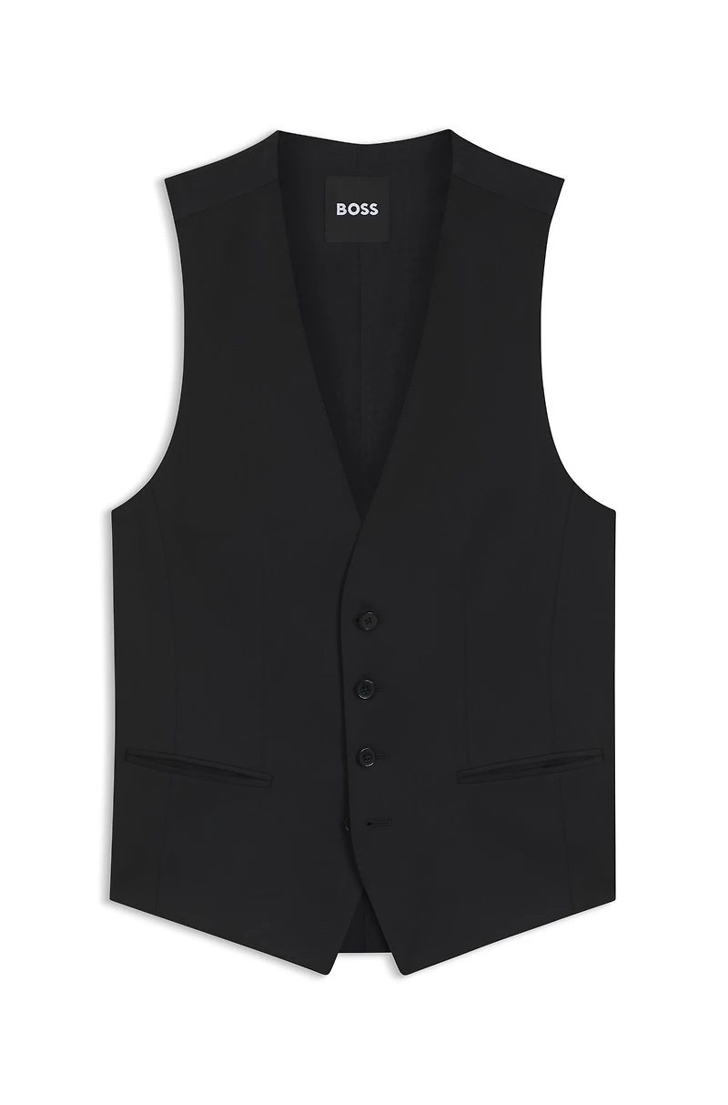Slim-fit waistcoat checked virgin wool serge