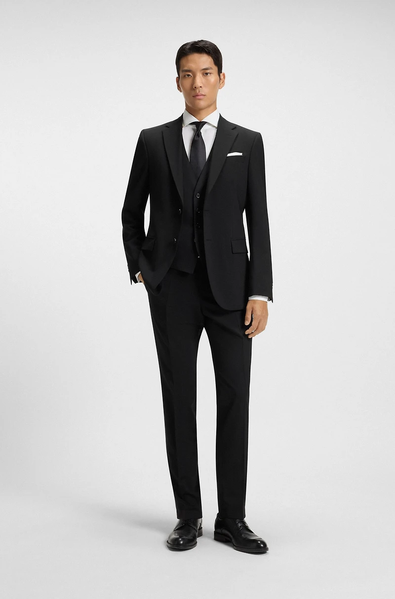 Slim-fit waistcoat checked virgin wool serge