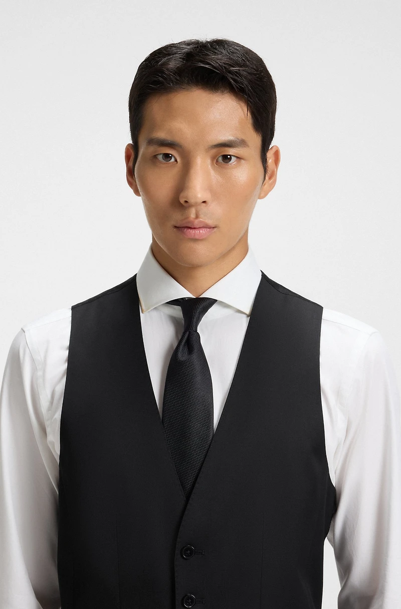 Slim-fit waistcoat checked virgin wool serge