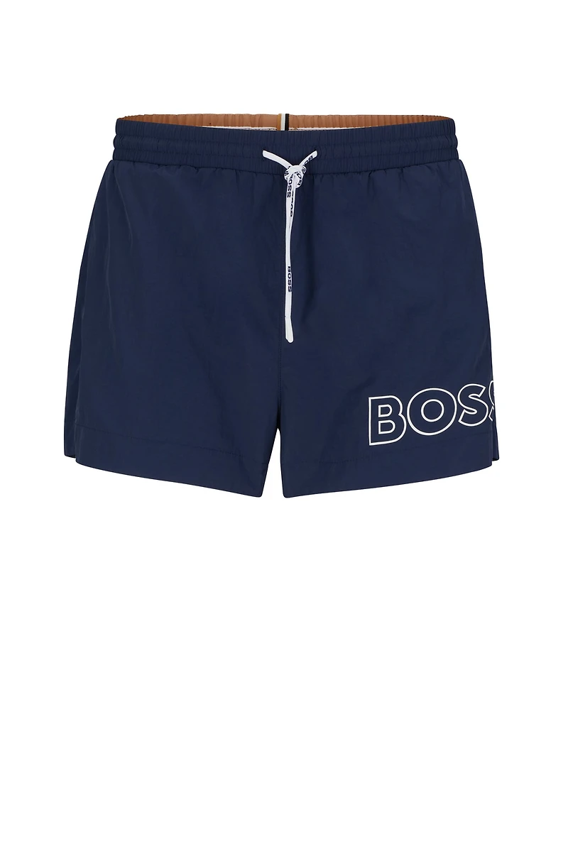 Quick-drying swim shorts with outline logo