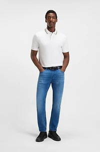 Slim-fit polo shirt cotton with striped collar