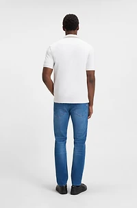 Slim-fit polo shirt cotton with striped collar