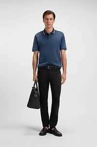 Slim-fit polo shirt cotton with striped collar