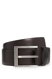 Italian-leather belt with silver-toned buckle