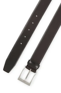 Italian-leather belt with silver-toned buckle
